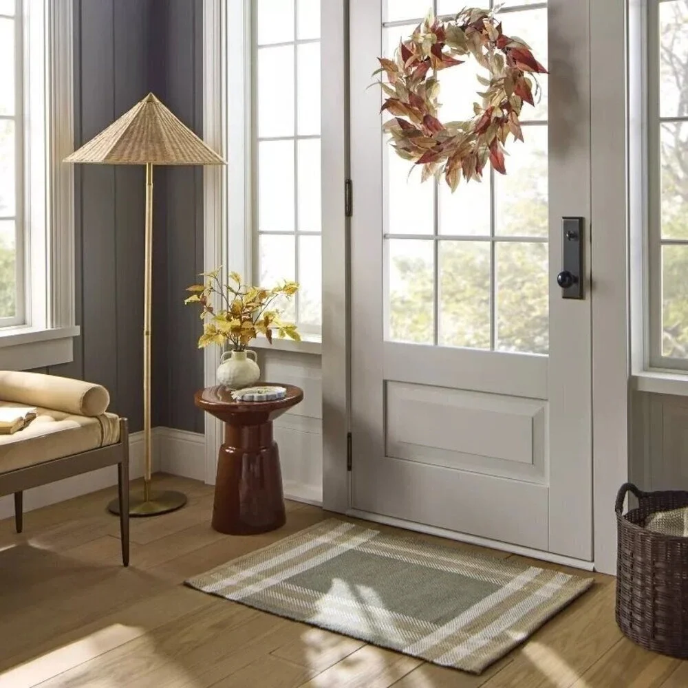 Neutral Plaid Layering Rug 2x3 - Threshold Studio McGee, Indoor Outdoor‎